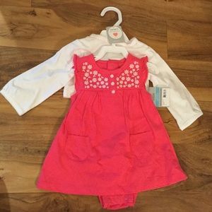 Cute pink flower dress with matching sweater